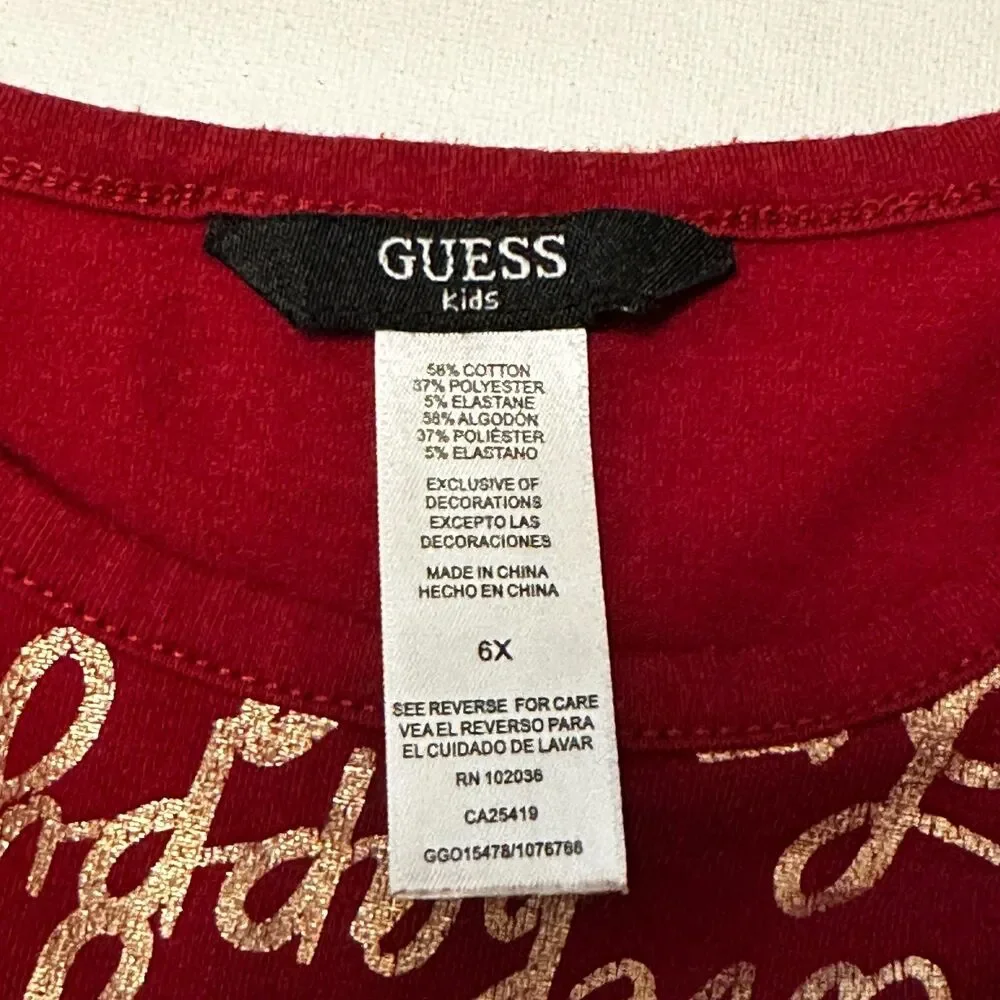 Guess Dress Girls 6X Red All Over Logo Print Short Sleeve Casual Skater Style‎